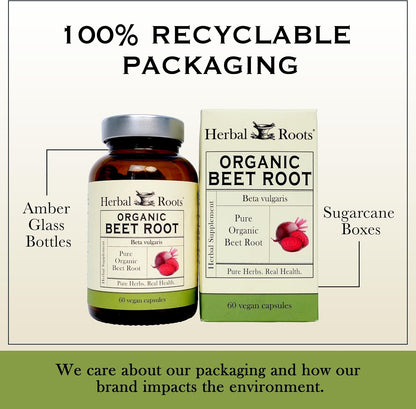 Herbal Roots Organic Beetroot Powder Capsules – 1500mg per Serving, 60 Vegan Capsules