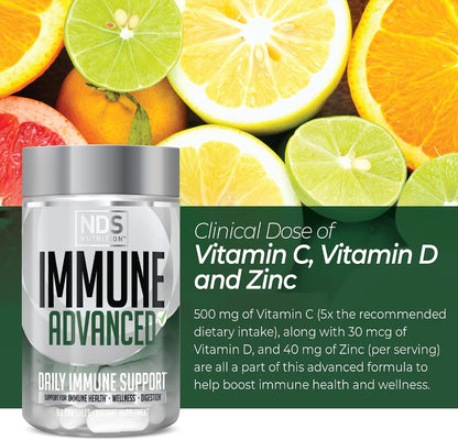 Advanced Immune Support – Elderberry, Vitamin C, D, Zinc, Probiotic, 90 Capsules
