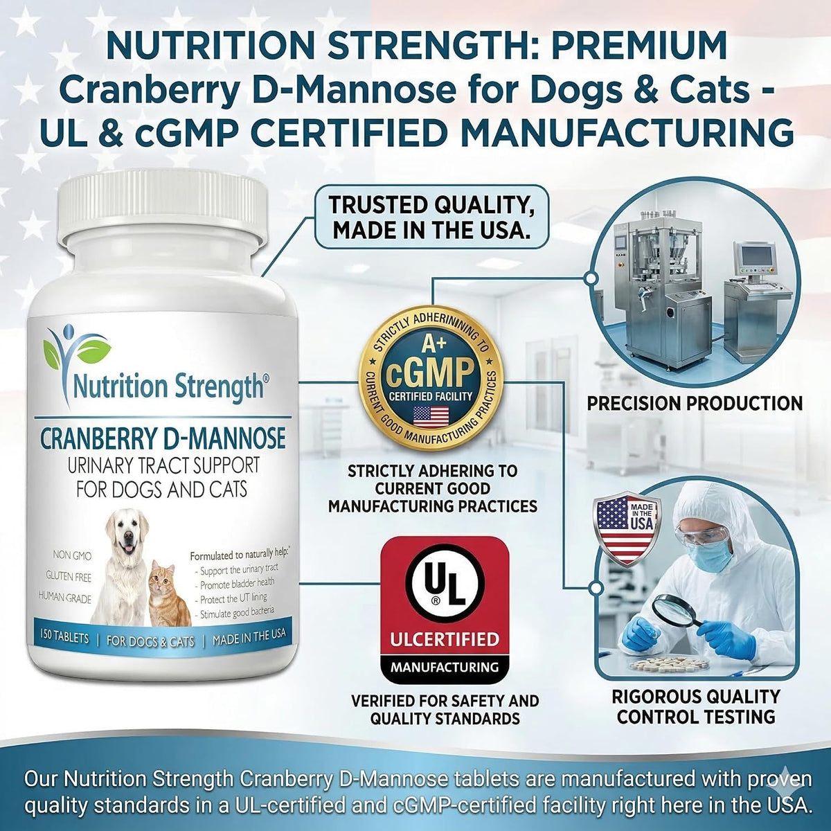 Nutrition Strength Cranberry D-Mannose for Dogs, Urinary Tract and Immune Support, 150 Chewable Tablets - görsel 8