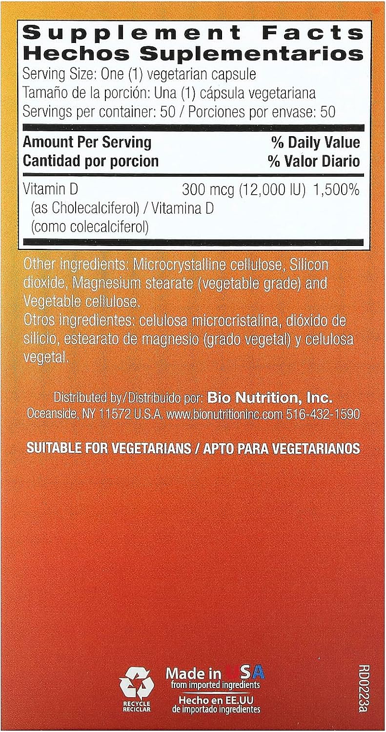 Vitamin D3 12000 IU - 50 Veggie Capsules - görsel 2