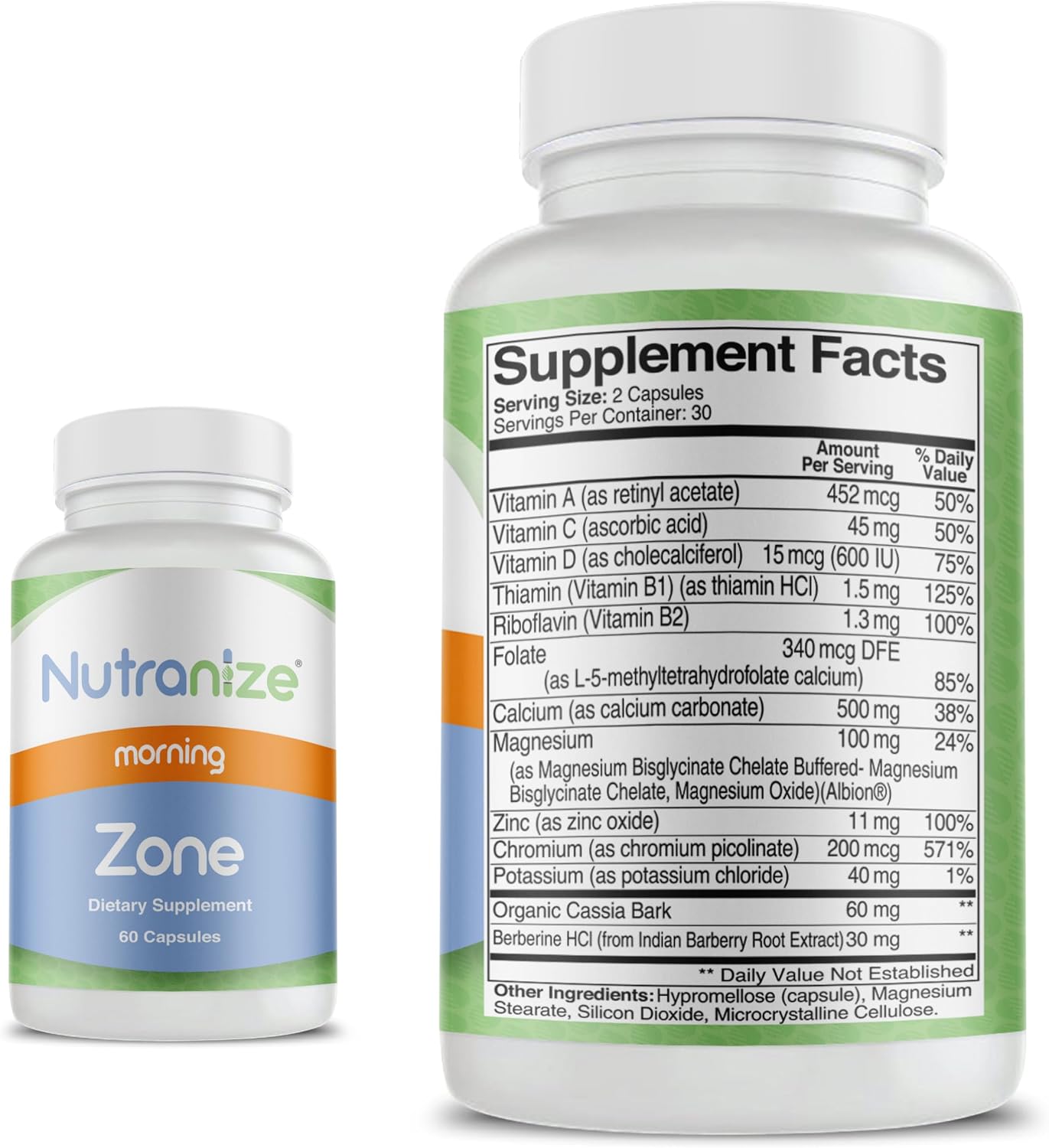 Nutranize Zone Twin-Pack Supplement System - Pharmacist-Designed Morning & Bedtime Capsules with Magnesium Glycinate, Vitamin D3, K2 MK7, Methylfolate, Chromium, Melatonin - 30 Day Supply (120 Capsules) - görsel 8
