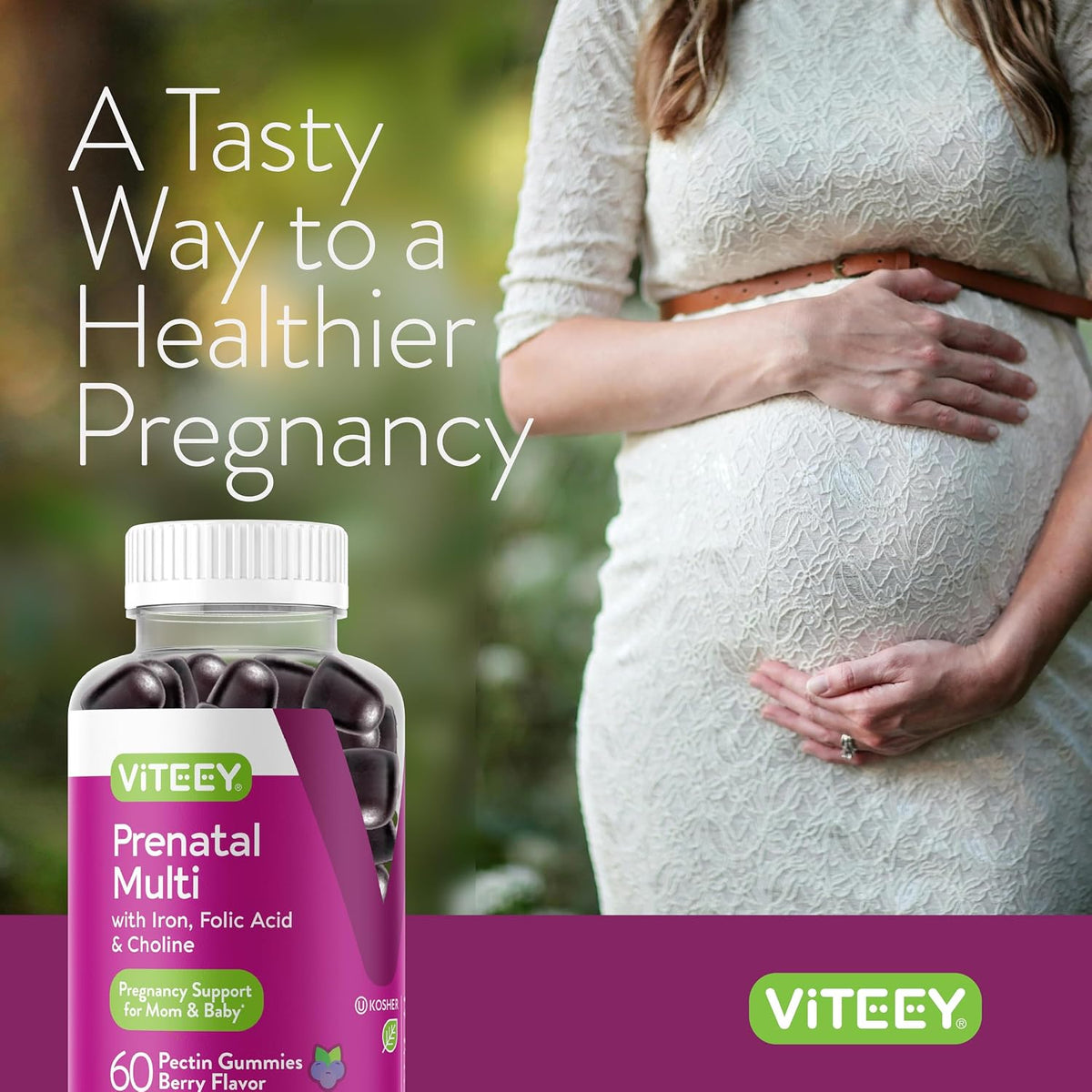 Viteey Prenatal Gummies with Iron, Folic Acid & Choline - 60 Count - görsel 6