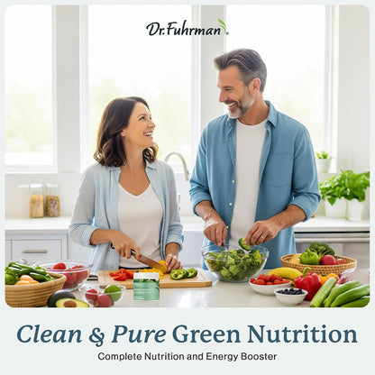 Dr. Fuhrman Whole Food Greens Powder - Premium Greens Superfood Powder Multivitamin with Organic Mushrooms, Turmeric, Plant Protein, Vitamins B12, D3, K2
