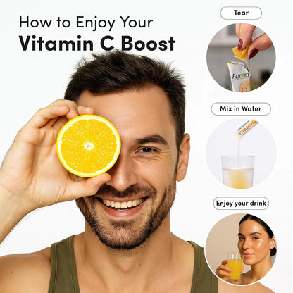 Aurora Nutrascience Nano-Pack Liposomal Vitamin C Powder Drink Mix - 3000 mg, Orange, 30 Sachets