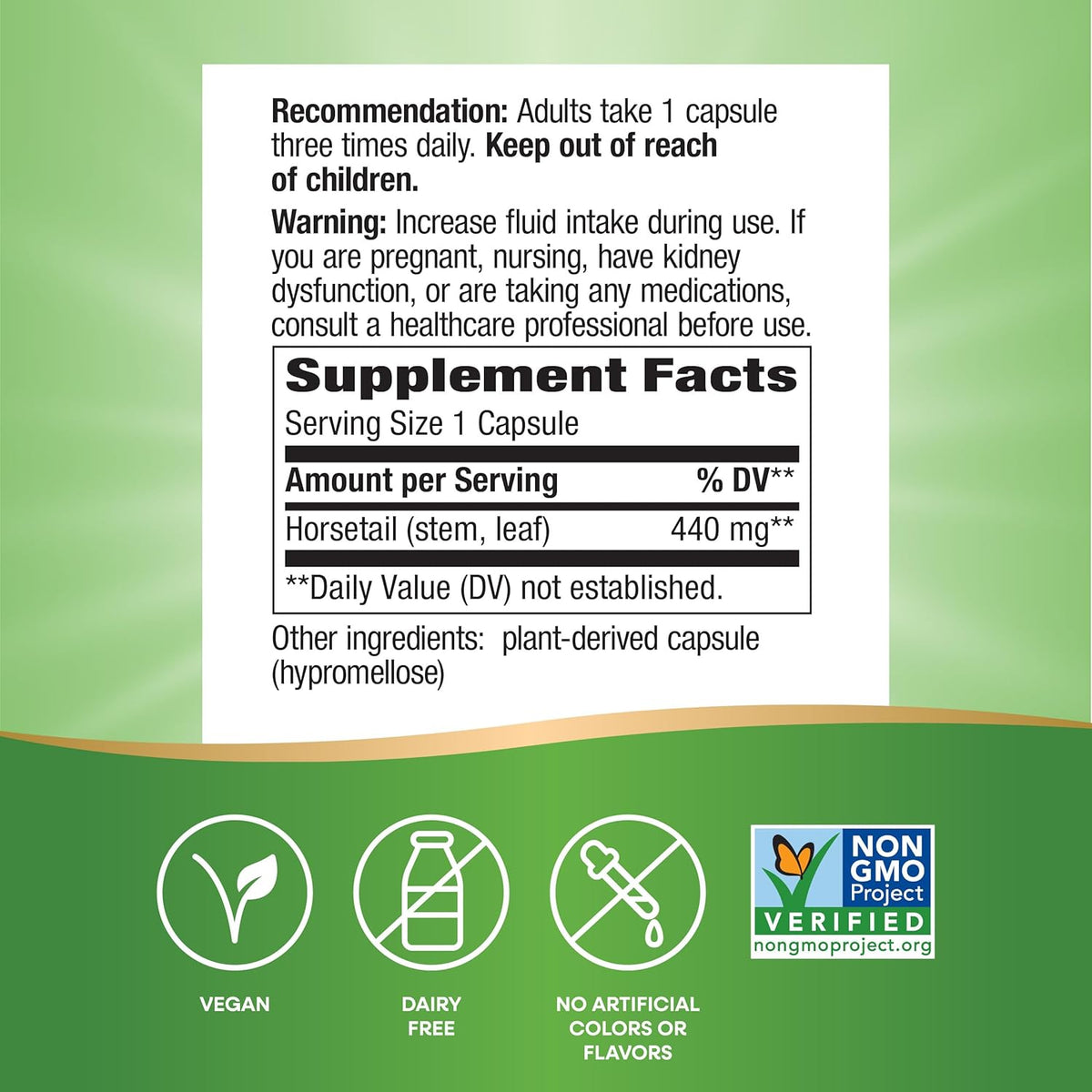 Nature's Way Horsetail Grass - 440mg per Capsule - Hair & Nail Support - 100 Capsules - görsel 5