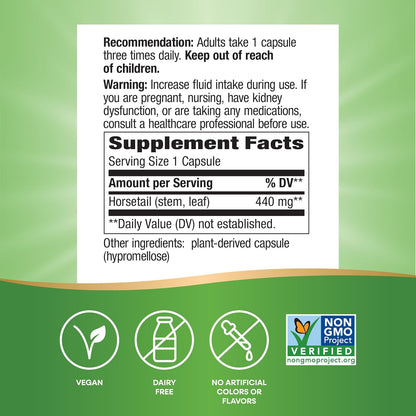 Nature's Way Horsetail Grass - 440mg per Capsule - Hair & Nail Support - 100 Capsules
