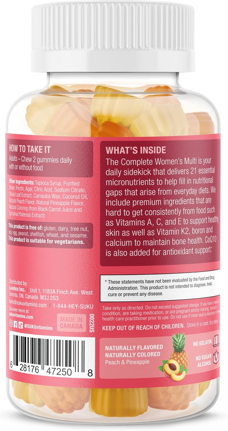SUKU Women's Complete Multivitamin Gummies – with Boron, K2, B12, A – 60 Count - görsel 3