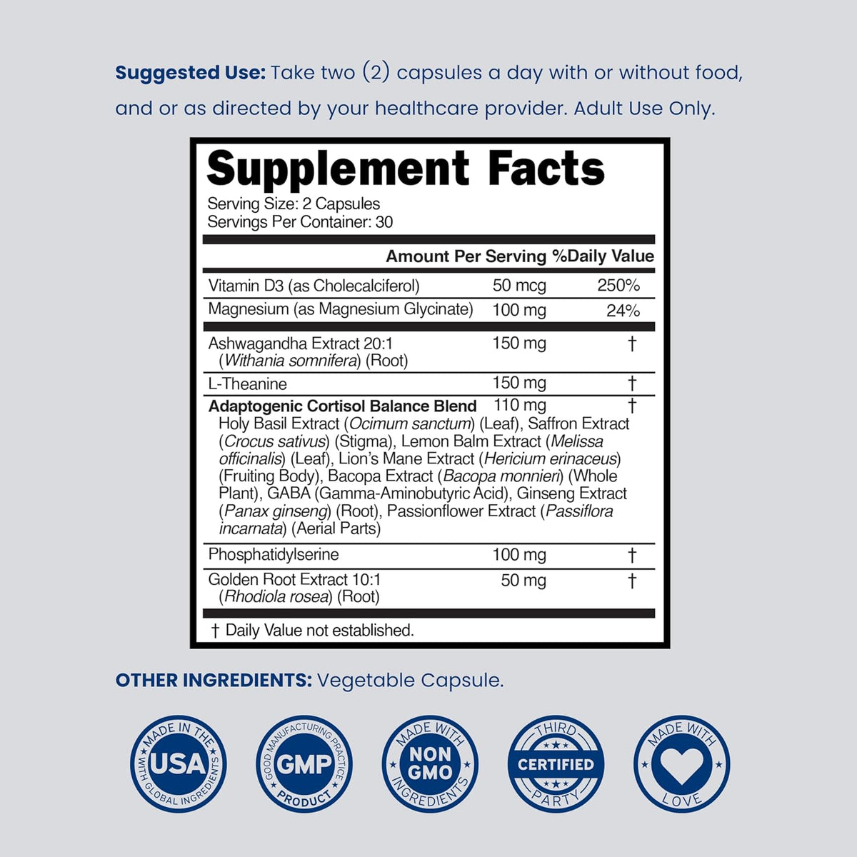Cortisol Supplements for Women and Men with 14-in-1 Blend – Magnesium, Ashwagandha, L-Theanine & More - görsel 6