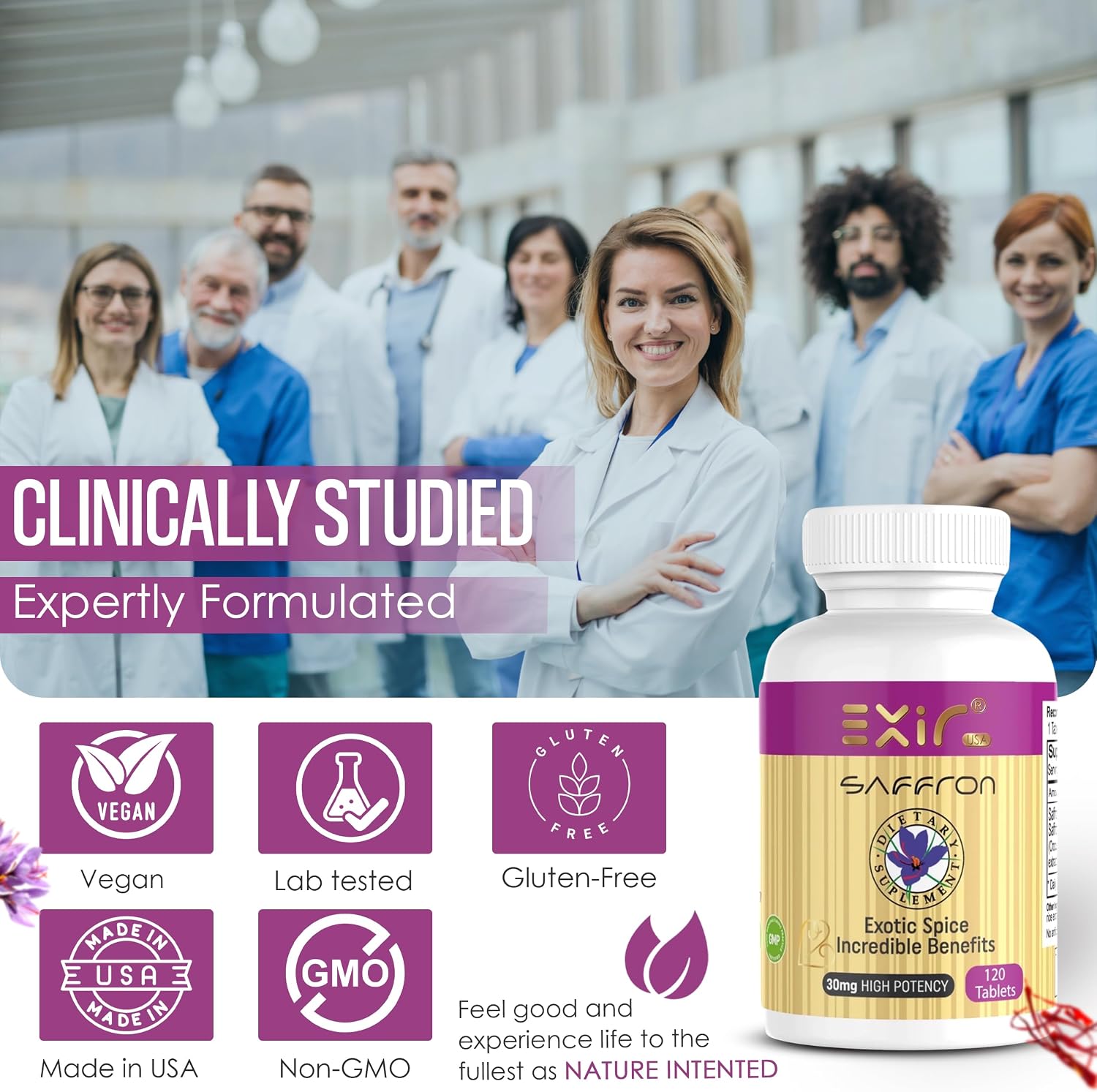 EXIR Saffron Supplement – Eye, Mood, Heart & Stress Support, 120 Tablets – High Potency 30mg Saffron with Safranal - görsel 6