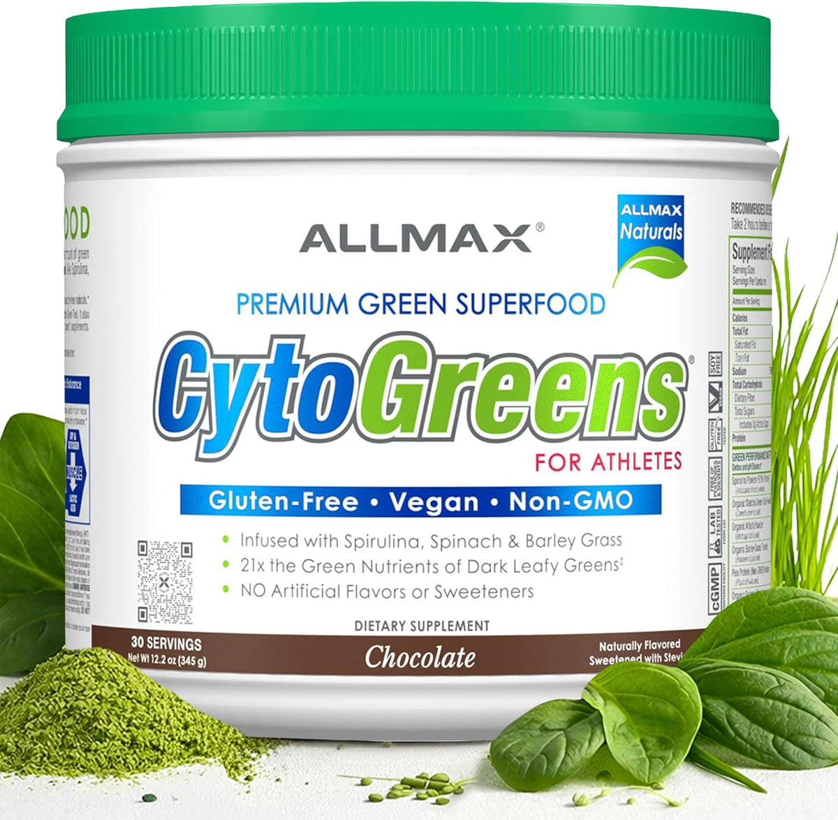 ALLMAX CytoGreens Super Greens Powder, Chocolate, 14 Servings - görsel 9