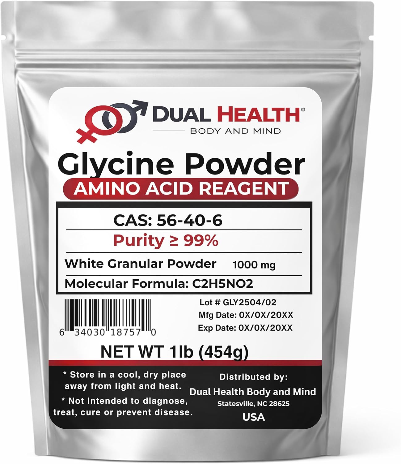 Glycine Powder (454 g) - Pure Free Form, Non-GM, Gluten-free - görsel 1