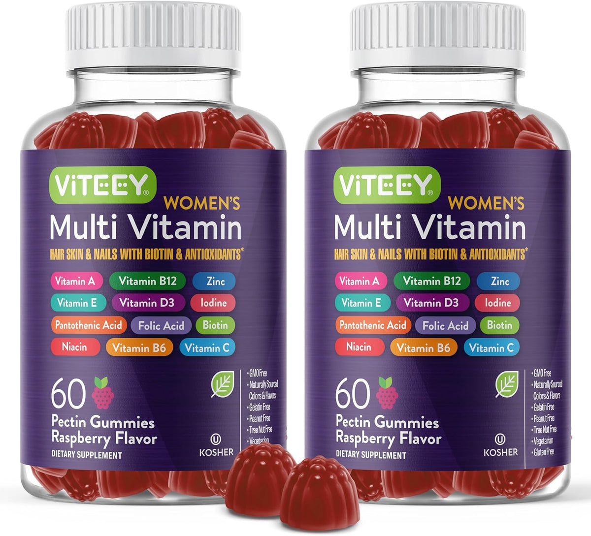 Viteey Women's Multivitamin Gummies - Immune Support - Raspberry Flavoured - görsel 1