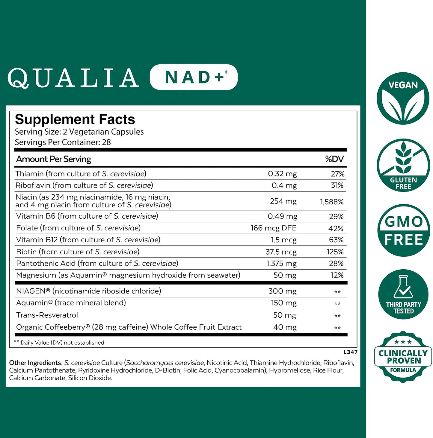Qualia NAD+ Supplement – Nicotinamide Riboside, Niacin and Niacinamide (3-Month Supply) - görsel 2