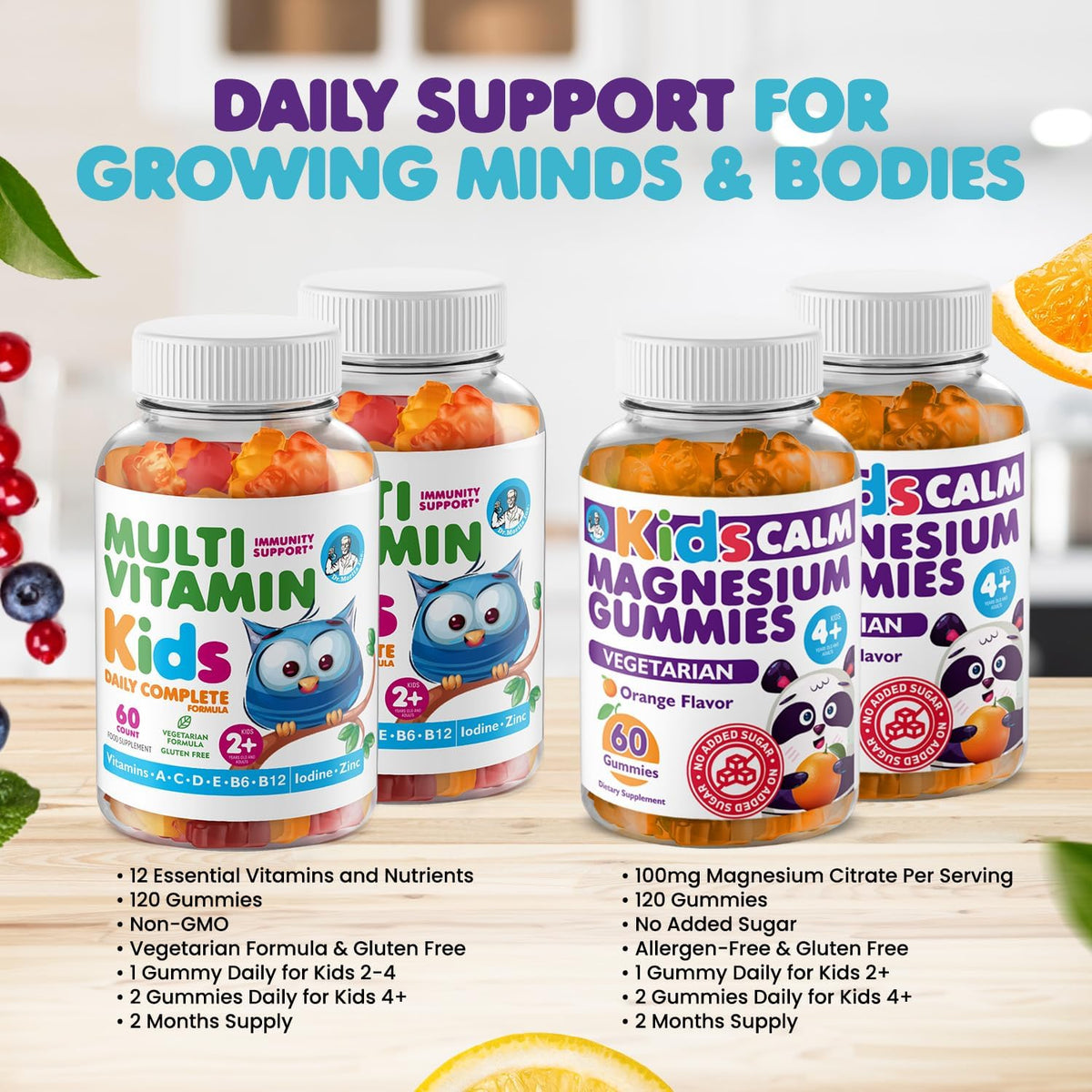DR. MORITZ Kids Magnesium Gummies (Orange, 120 Count) & Kids Multivitamin Gummies (120 Count) Bundle - görsel 3