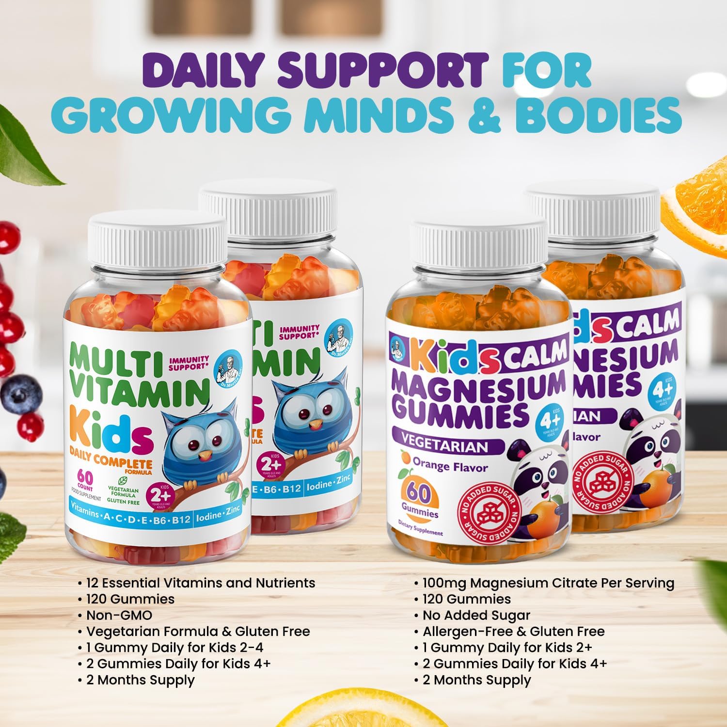 DR. MORITZ Kids Magnesium Gummies (Orange, 120 Count) & Kids Multivitamin Gummies (120 Count) Bundle - görsel 3