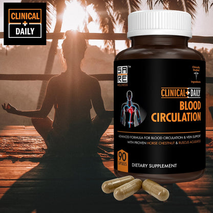 Clinical Daily Blood Circulation Supplement – Butcher's Broom, Horse Chestnut, Cayenne, L-Arginine, Diosmin – 90 Capsules