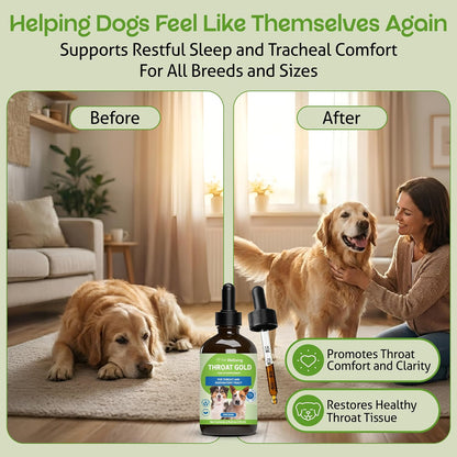 Pet Wellbeing Throat Gold for Dogs - Herbal Throat & Respiratory Support Liquid (118 ml)