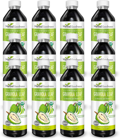 Herbal Goodness Soursop Graviola Liquid Drops - 15X Strength Organic Guanábana Extract - Vegan, Non-GM, Alcohol-Free, 355 ml