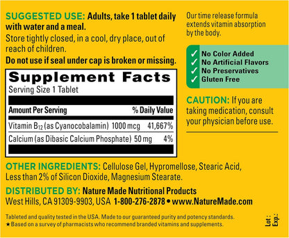 Nature Made Vitamin B12 1000 mcg Timed Release Tablets, 160 Tablets