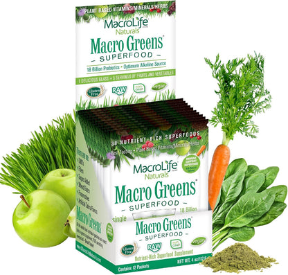 Macro Greens Superfood Powder – 38 Superfoods with Probiotics, Digestive Enzymes & Adaptogens