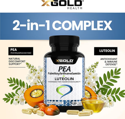 Palmitoylethanolamide 630 mg + Luteolin Standardised 98% - 120 Veggie Capsules
