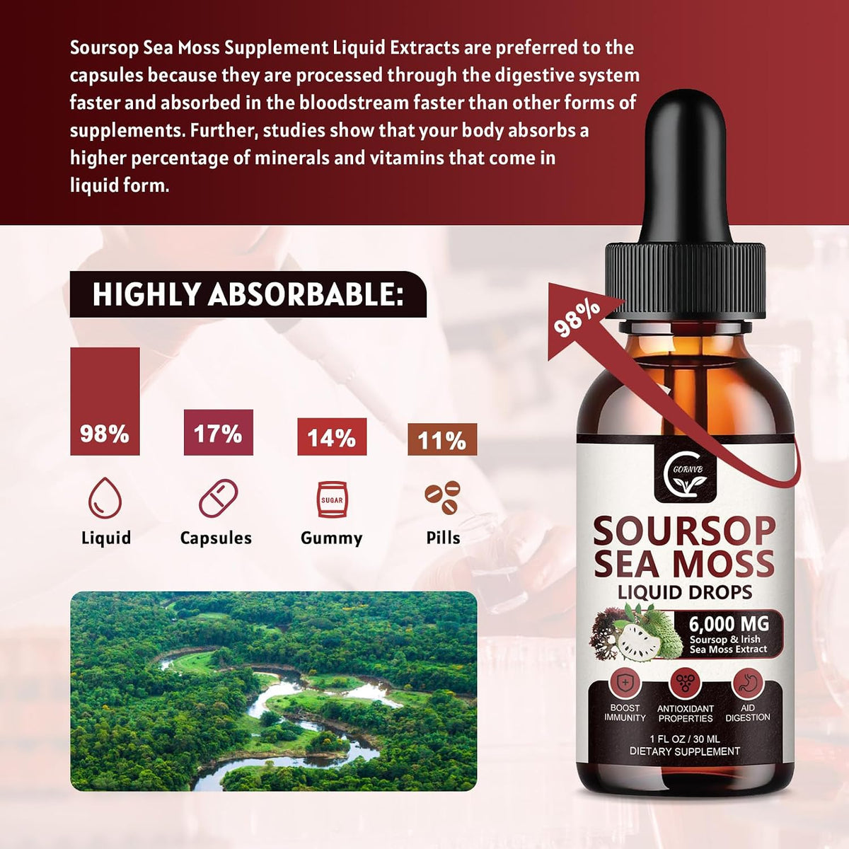 Soursop Graviola Liquid Drops with Sea Moss and Turmeric (2 Pack) - görsel 6