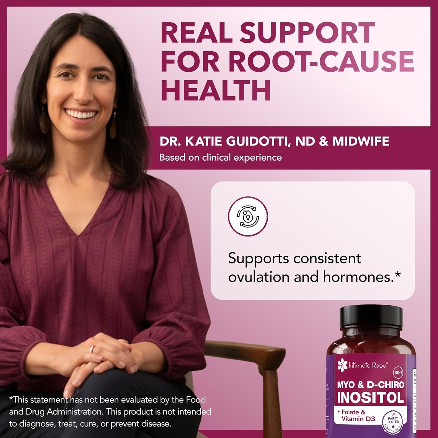 Intimate Rose Myo-Inositol & D-Chiro Inositol Supplement with Folate and Vitamin D - 40:1 Ratio Capsules (Pack of 3) - görsel 2