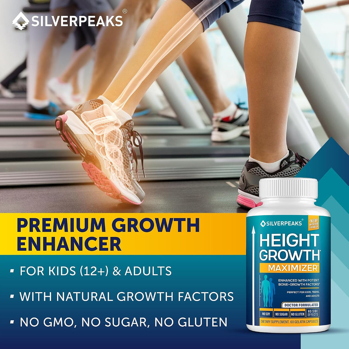 Height Growth Maximizer - Natural Capsules to Support Height Potential | Made in the USA with Calcium, Zinc, GABA & Vitamin D3 for Bone Strength and Joint Support* | Hormone-Free, 60 Capsules - görsel 6