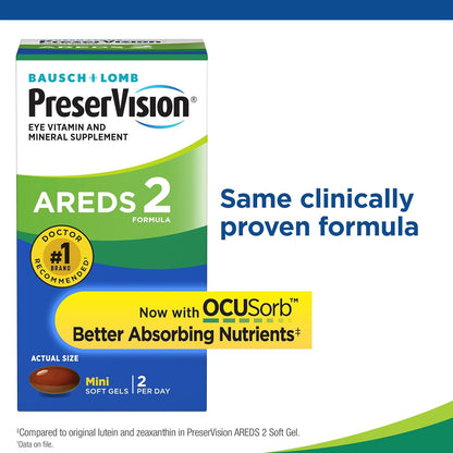PreserVision AREDS 2 Formula Eye Vitamin & Mineral Supplement, 120 Soft Gels (Pack of 8)