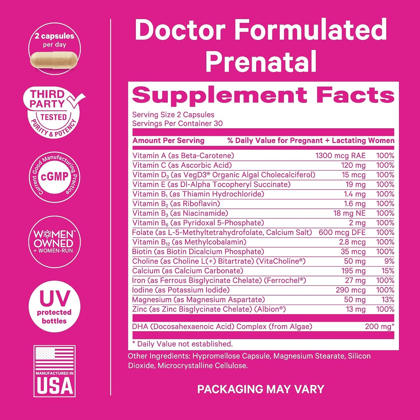 Pink Stork Total Prenatal Vitamins with DHA - Mint, 3 Month Supply - görsel 4