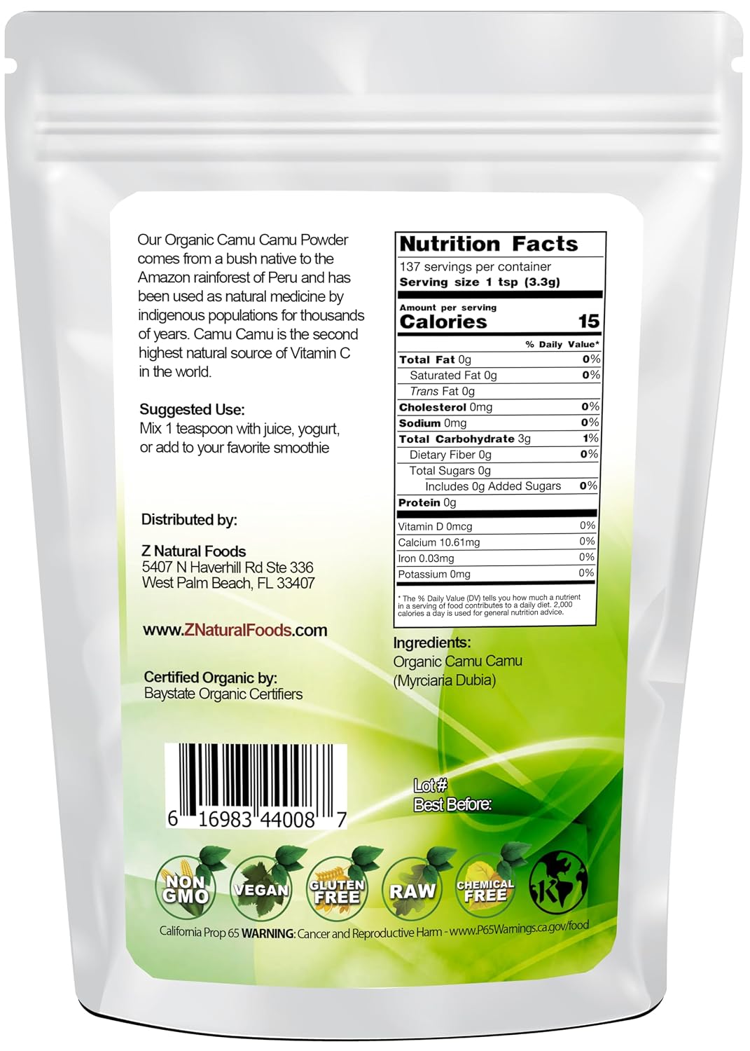 Z Natural Organic Camu Camu Powder – Natural Vitamin C Supplement, 454g - görsel 2
