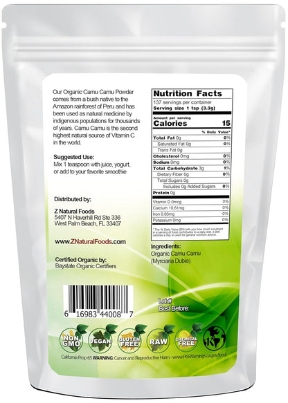 Z Natural Organic Camu Camu Powder – Natural Vitamin C Supplement, 454g