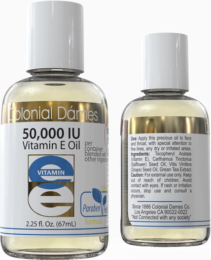 Colonial Dames High Potency 50,000 IU Vitamin E Oil Blend – A Premium Antioxidant Skin Therapy Oil for the Whole Body