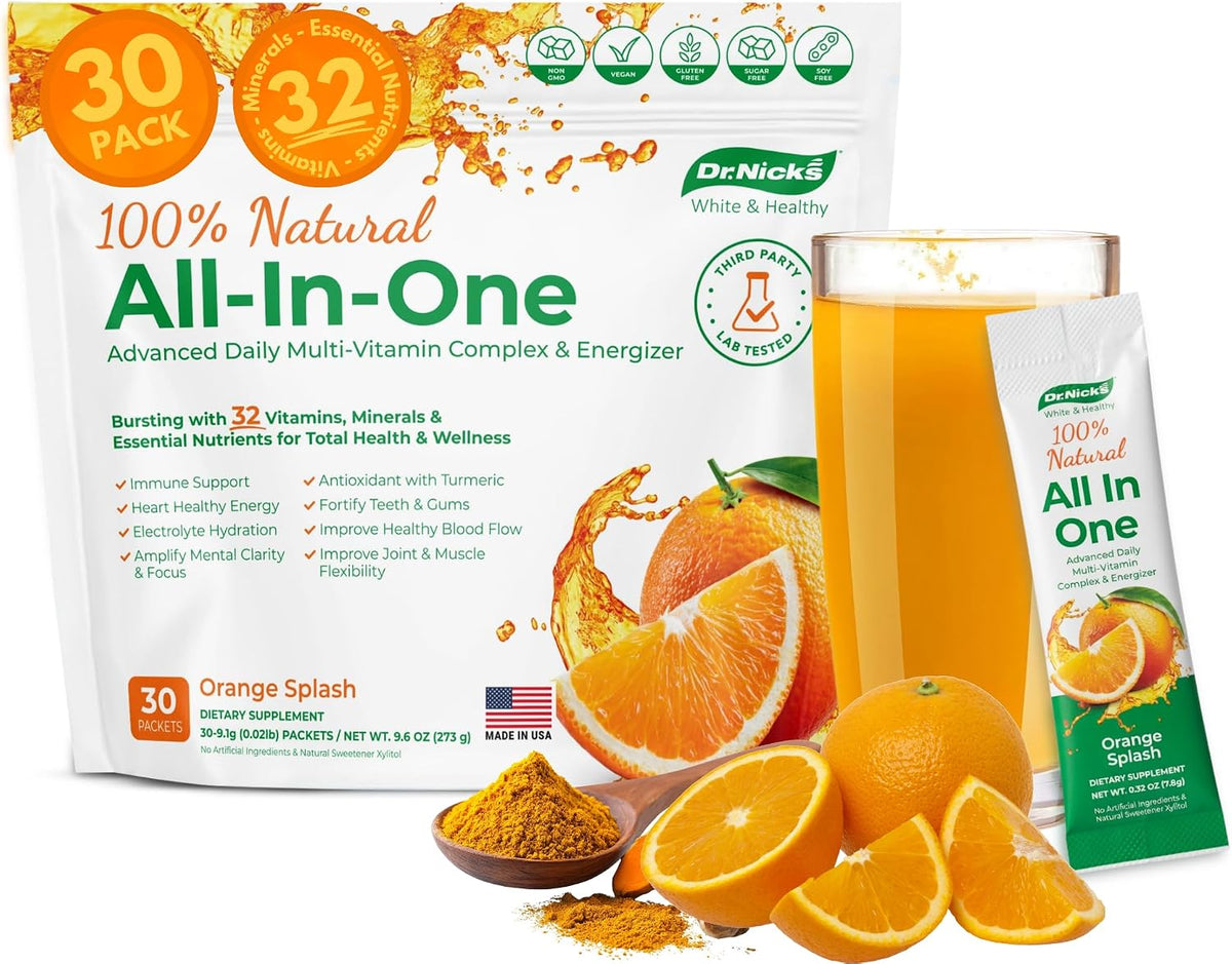 Dr. Nick's Multivitamin Powder for Women and Men, 30 Pack, Orange Splash - görsel 1
