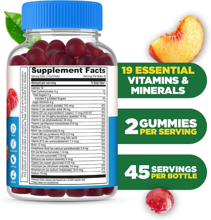Lifeable Sugar-Free Multivitamin Gummies with Iron - 90 Gummies