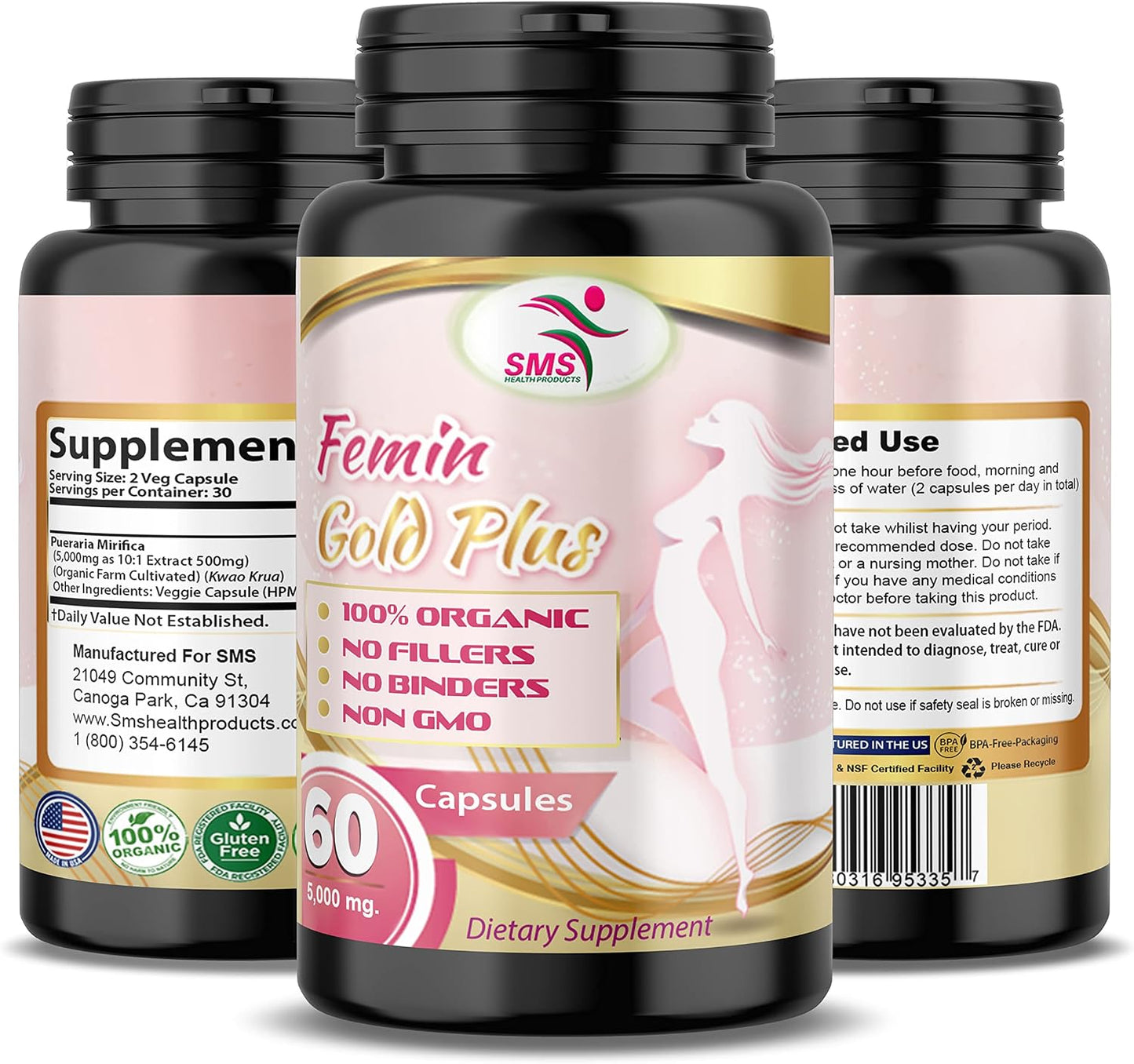 Pueraria Mirifica Capsules, No Fillers, 1000mg Daily, Organic Root Extract Supplement, 60 Veggie Capsules for Men, Women & Transgender Adults - görsel 4