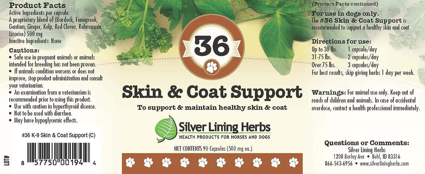 Silver Lining Herbs 36 Dog Skin & Coat Support – Herbal Supplement for Dogs, 90 Capsules - görsel 2