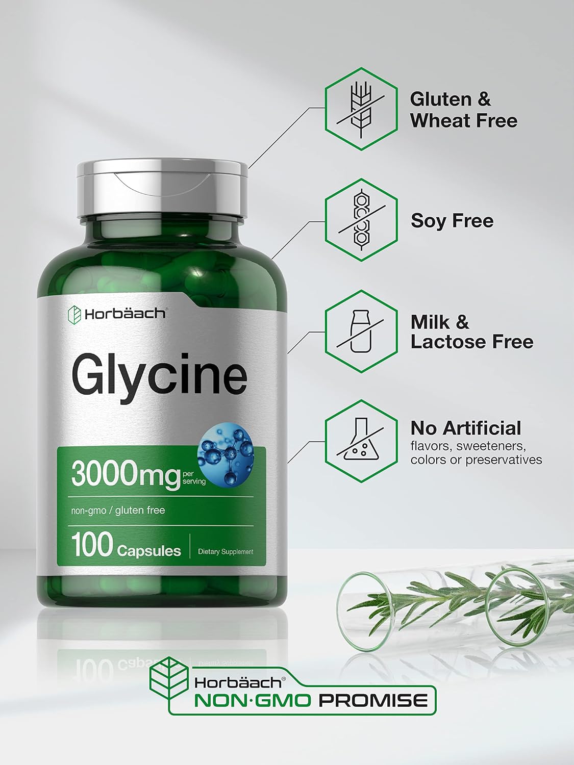 Horbäach Glycine 3000mg Supplement - 100 Powder Capsules - görsel 4