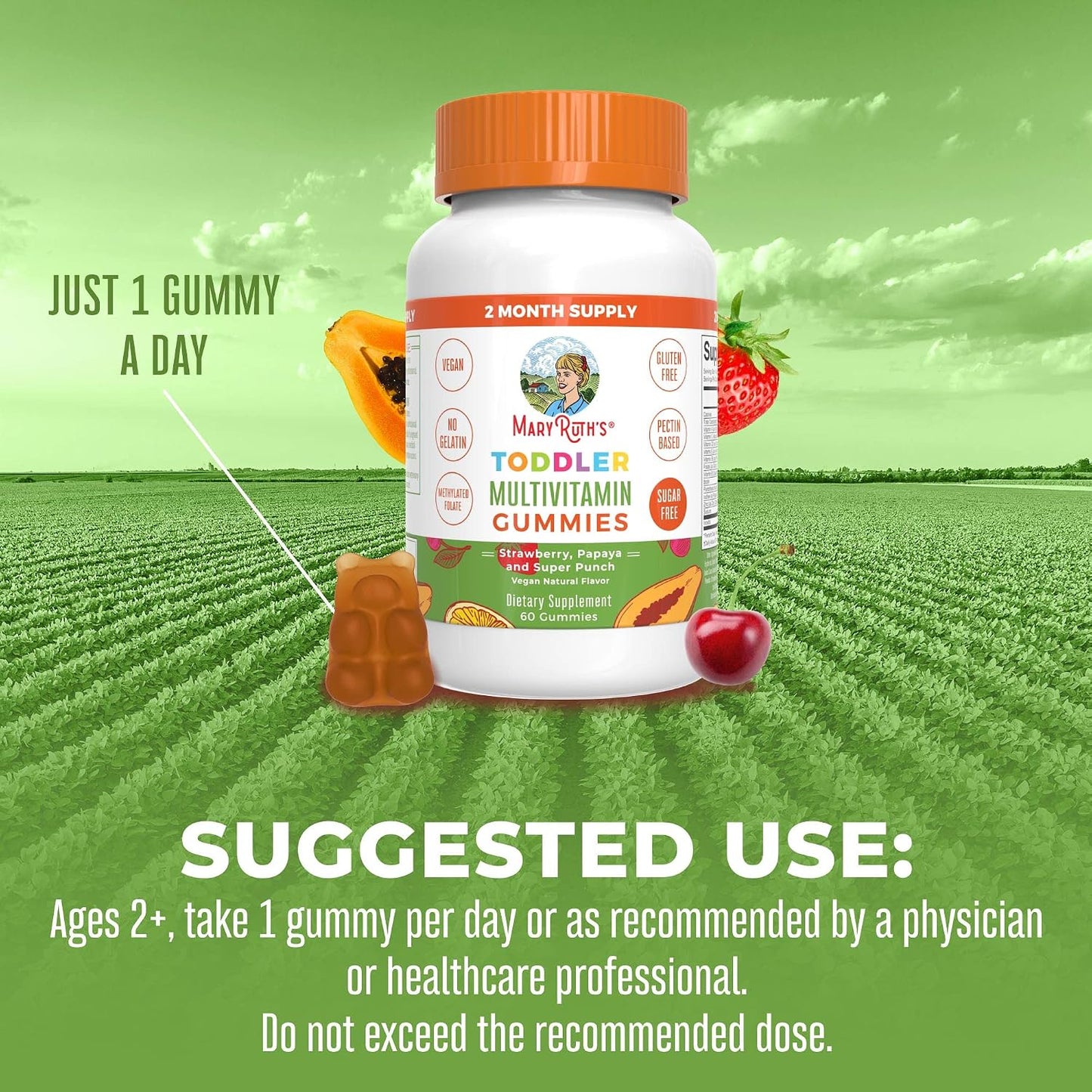 MARYRUTH'S Sugar Free Vitamin Gummies for Kids Age 2+ - Multivitamin with Vitamin C, D3, Zinc - 60 Count - görsel 6