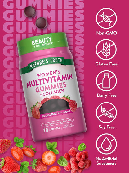 Nature's Truth Women's Multivitamin Gummies Plus Collagen & Biotin, 70 Count