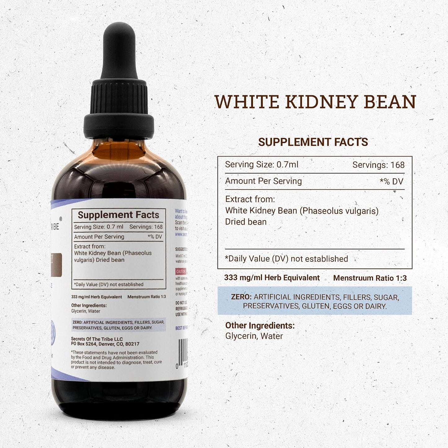 Secrets of the Tribe White Kidney Bean Tincture Alcohol-Free Extract, High-Potency Herbal Drops, 118 ml - görsel 4