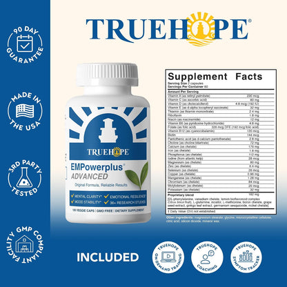 Truehope EMPowerplus Advanced Multivitamin for Women & Men - Broad-Spectrum Multivitamins & Chelated Minerals, 30-Day Supply