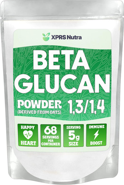 XPRS Nutra Beta Glucan Powder - Pure Unflavoured Oat Beta Glucan Supplement - Non-GM, Vegan Friendly (6 oz)