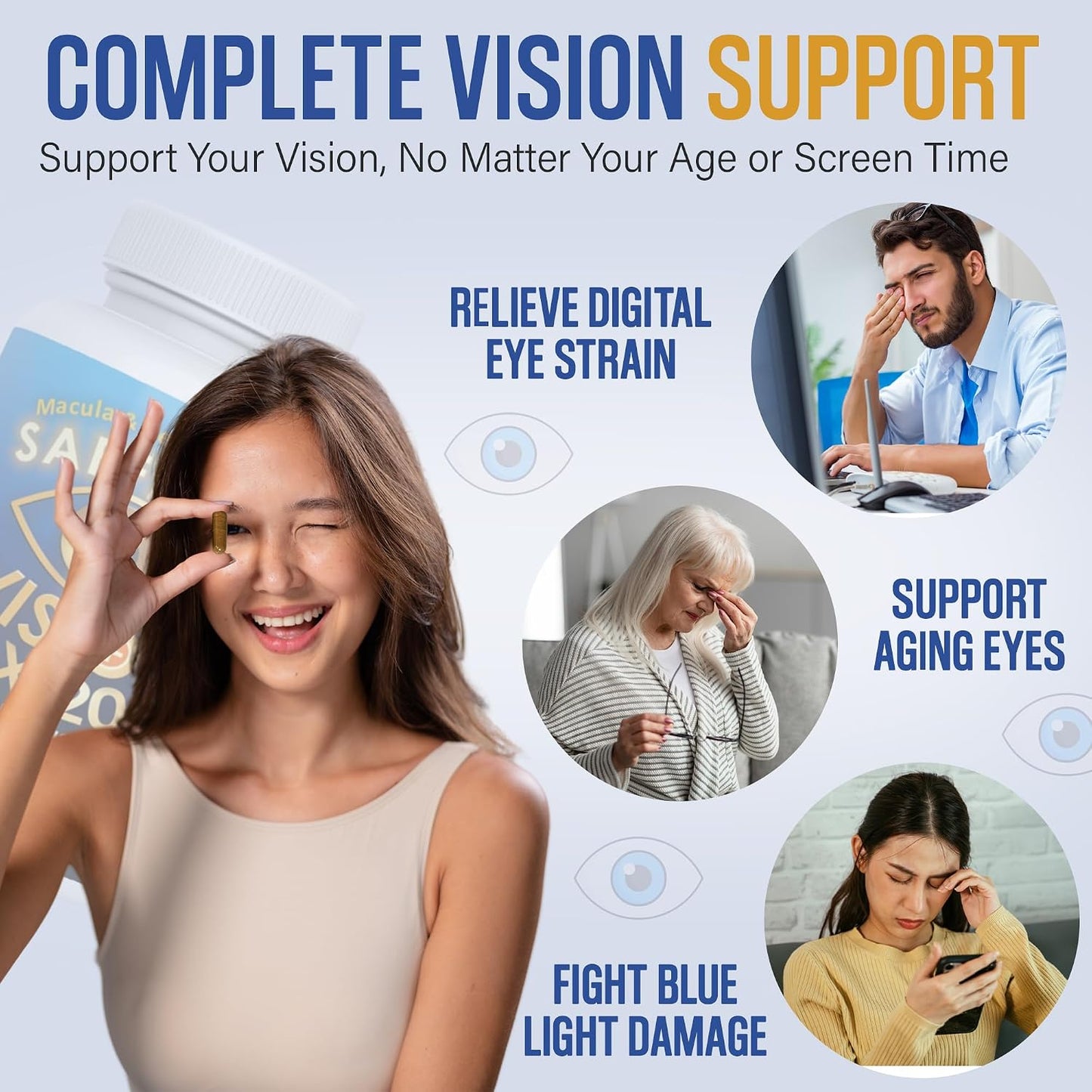 Vision Max 20/20 Visual Performance Support Eye Supplement - Supports Eye Health, Visual Comfort & Focus (60 Capsules) - görsel 3