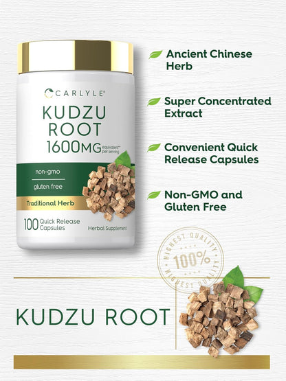 Carlyle Kudzu Root Extract 100 Capsules - Non-GMO, Gluten-free Herbal Supplement