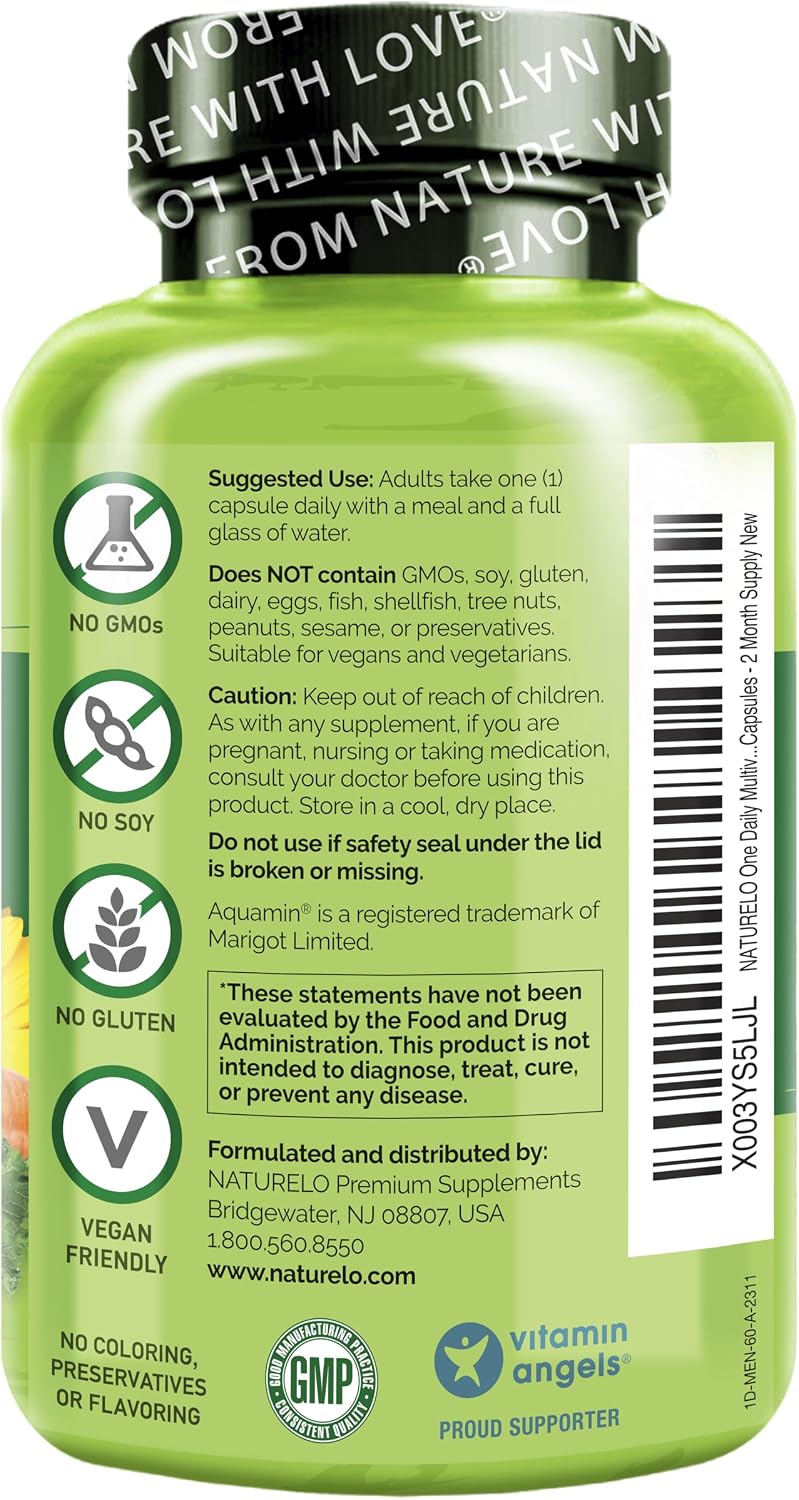 NATURELO Men's Multivitamin – One Daily with Organic Whole Foods, 60 Vegan Capsules - görsel 9