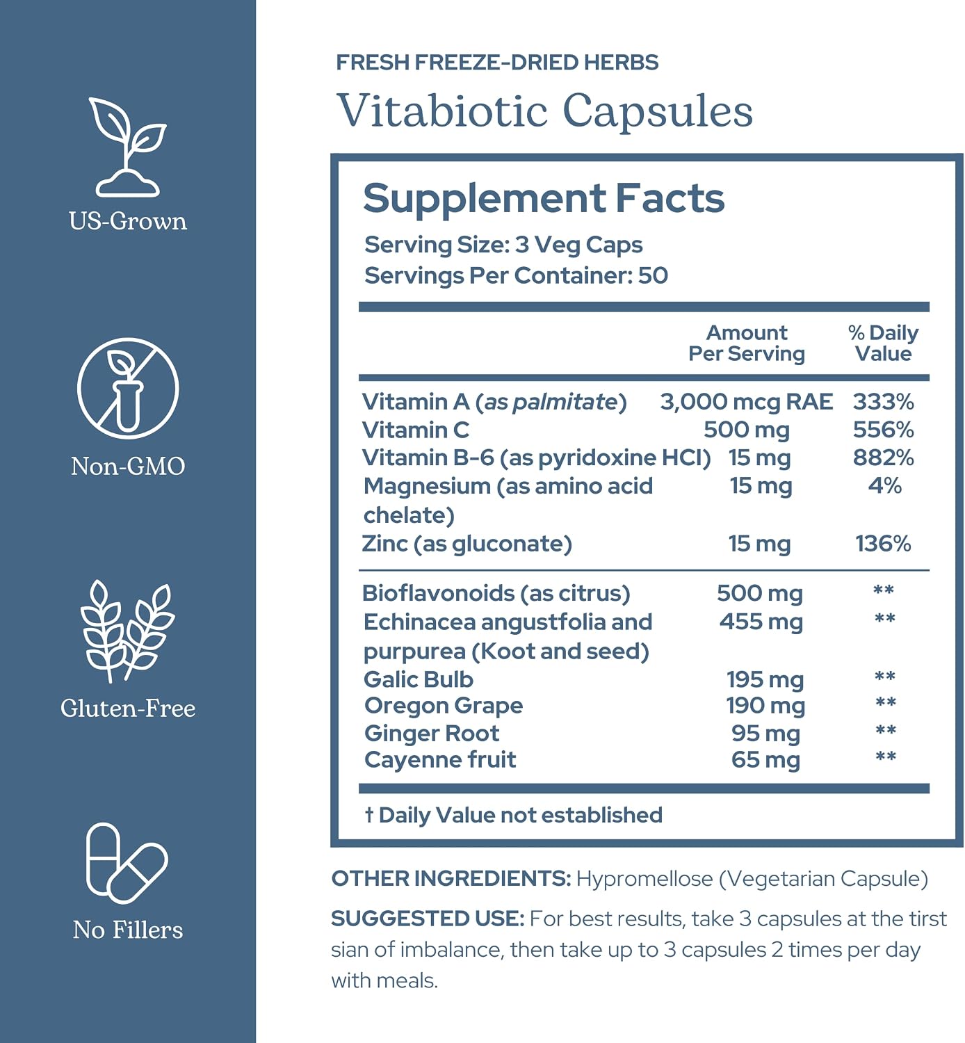 Eclectic Herb Organic Vitabiotic Capsules - Immune Support Herbal Multivitamin - 750 mg, 150 Capsules - görsel 2