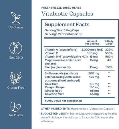 Eclectic Herb Organic Vitabiotic Capsules - Immune Support Herbal Multivitamin - 750 mg, 150 Capsules