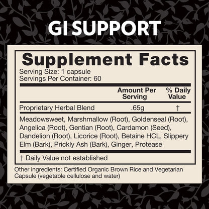 Crystal Star GI Support – Herbal Gut Health Supplement for Occasional Indigestion & Heartburn, 60 Capsules