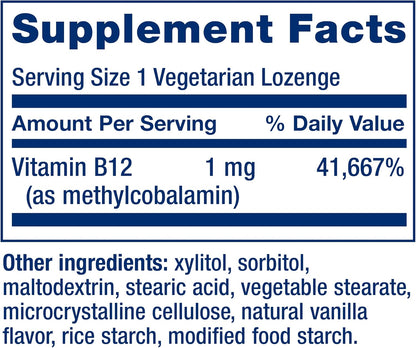 Life Extension Vitamin B12 Methylcobalamin, 1 mg, Quick-Dissolving Lozenges, 60 Lozenges